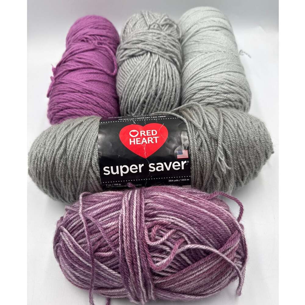 Yarn Lot 1lb 10oz Dusty Gray Orchid Lavender Ombre Grunge Craft Destash Vintage